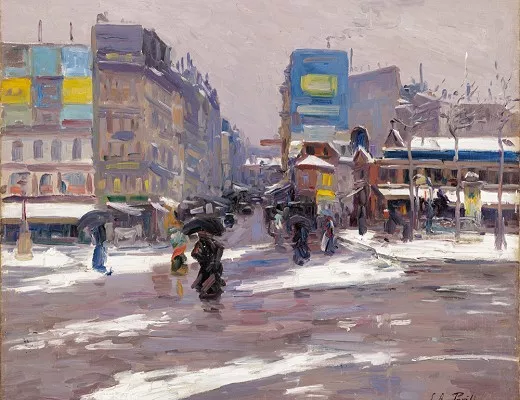 Jour de neige boulevard Rochechouart-huile sur toile